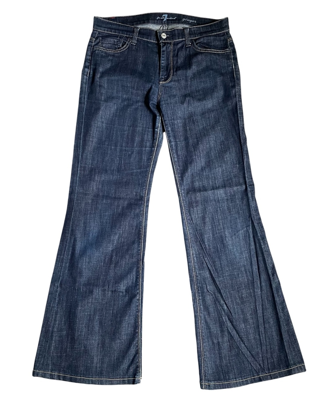 7 For All Mankind Ginger Wide Leg Trouser Jeans Womens 30 Dark Wash Denim